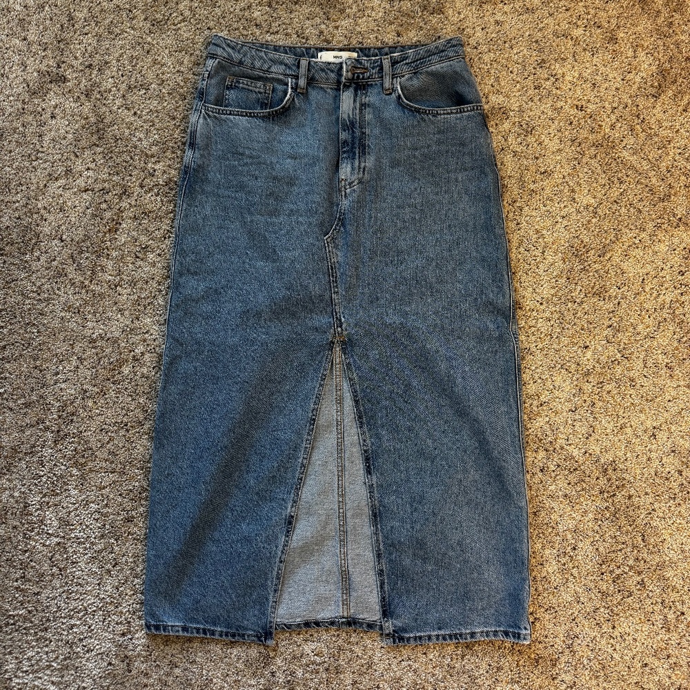 Mango Denim Midi Skirt Size Medium